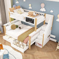 Gegtuon Etagenbett Kinderbett 90 × 200 & 140 ×, Stauraum, Bett Holzbett Hochbett mit Tafeln für Kinder
