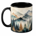Keramiktasse mit Berg- und Waldbild, 350 ml, Schwarz