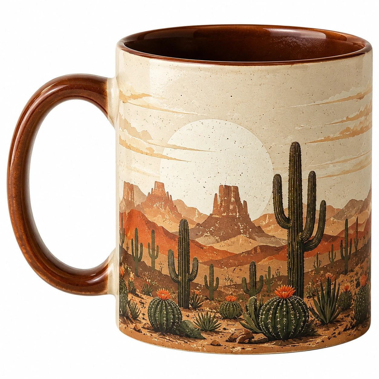 Kaffeetasse mit Wüstenlandschaft 300ml Braun