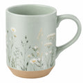 Keramiktasse mit Blumenmotiv - Pastellgrün, 350ml