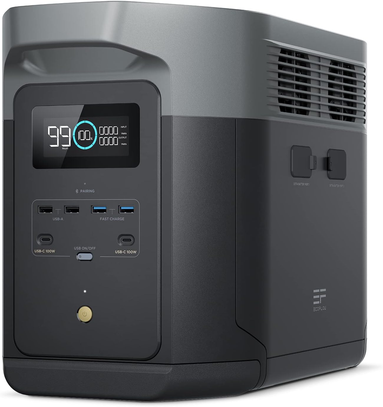 EcoFlow DELTA 2 Max Powerstation mit 2.048 Wh LFP-Akku, erweiterbar auf 6 kWh, bis 3.000 W Ausgang, AC- und Solarladung