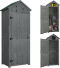 Outsunny Gartenschrank Holz, Geräteschuppen wetterfest 77 × 54,2 × 179 cm, Gesamtmaße: 77L x 54,2B x 179H cm, wetterbeständig