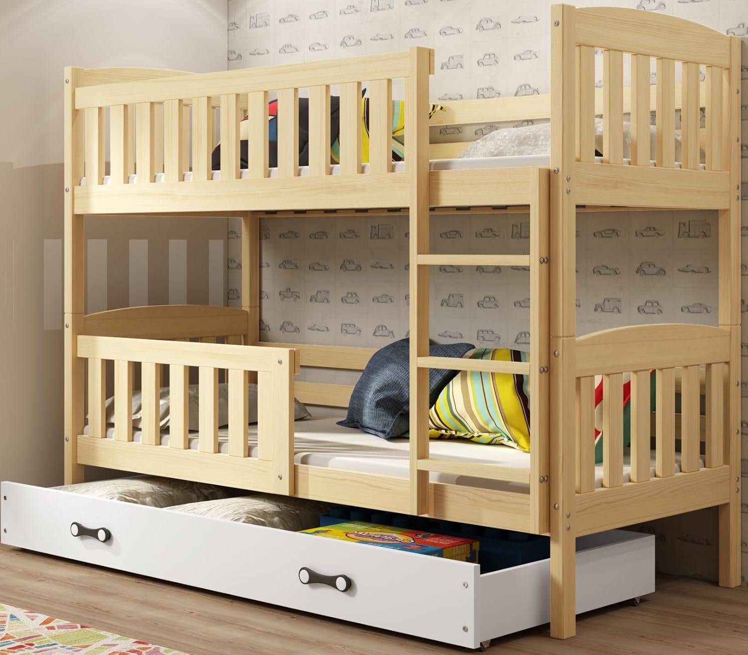 Interbeds Etagenbett 200 × 90 cm Hochbett Stockbett mit, Stauraum, 200 × 90)