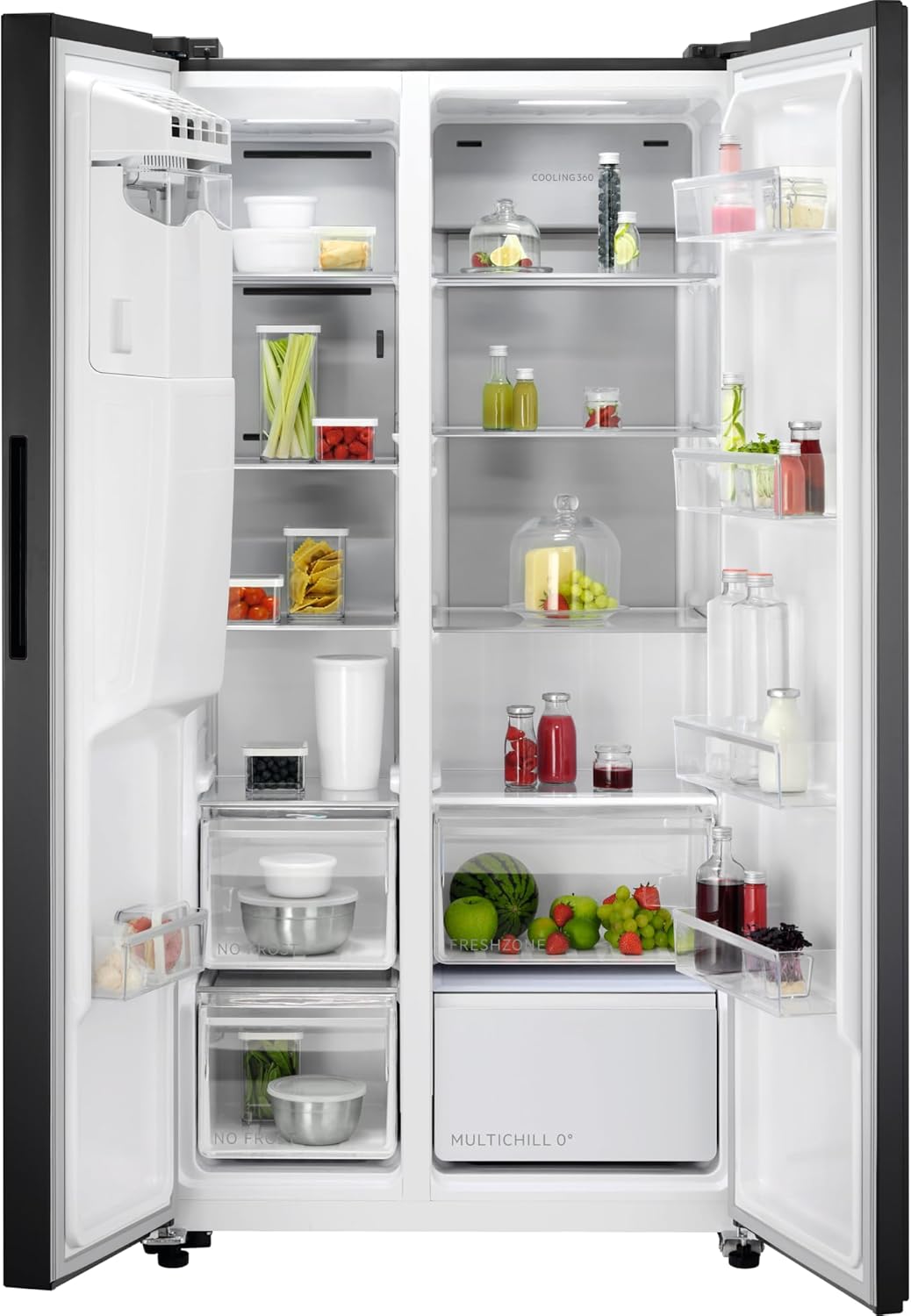 AEG 9000 MultiChill 0 / Side by Side Kühlschrank, 572 L/NoFrost ORX9V351 dB Schwarz VCM, Stauraum, Side by Side Kühlschrank, 1770 mm, Wasserspender