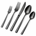 5-teiliges Besteckset Schwarz Matt