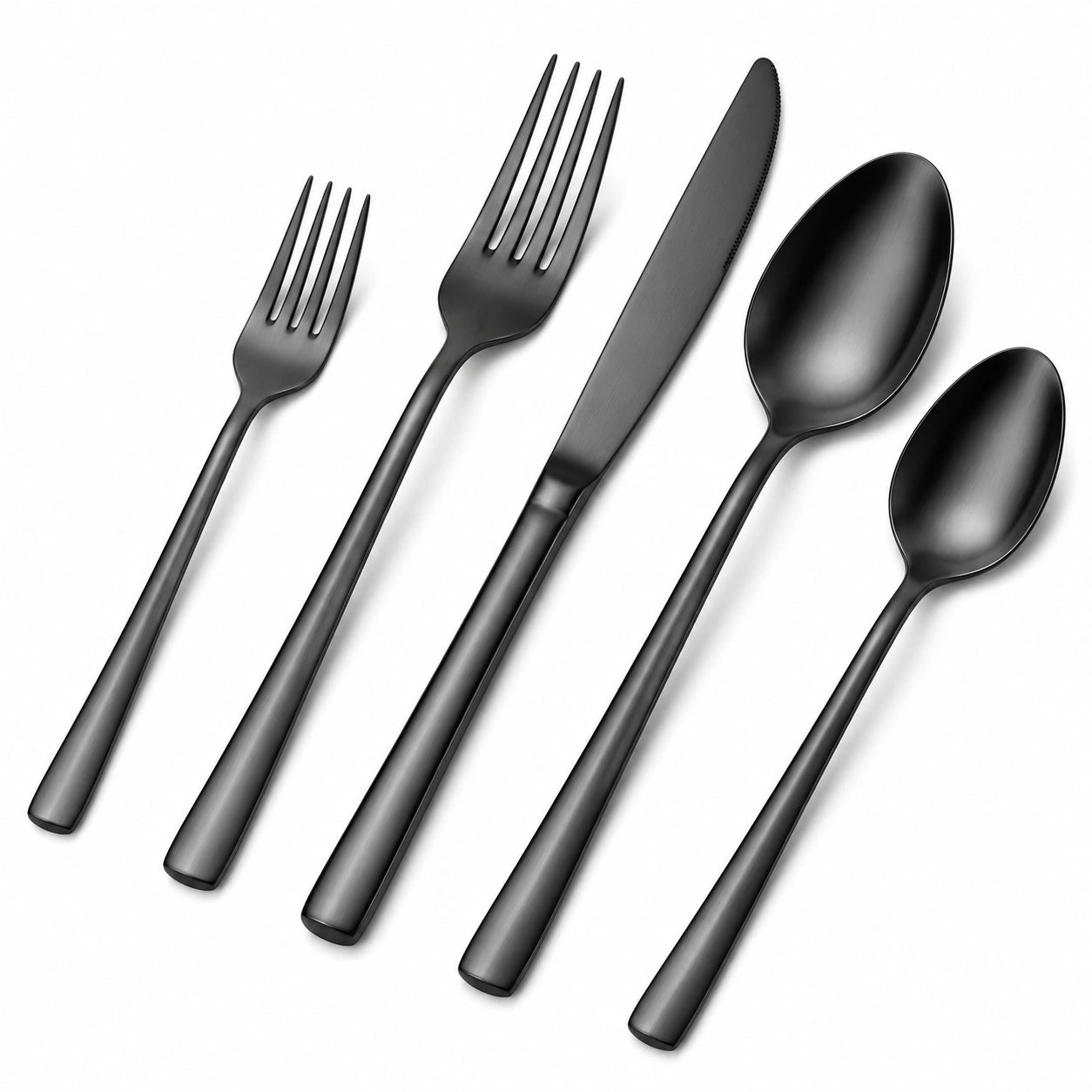 5-teiliges Besteckset Schwarz Matt