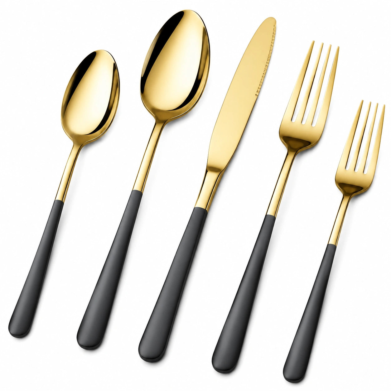 Luxuriöses Gold-Schwarz Besteckset aus Edelstahl