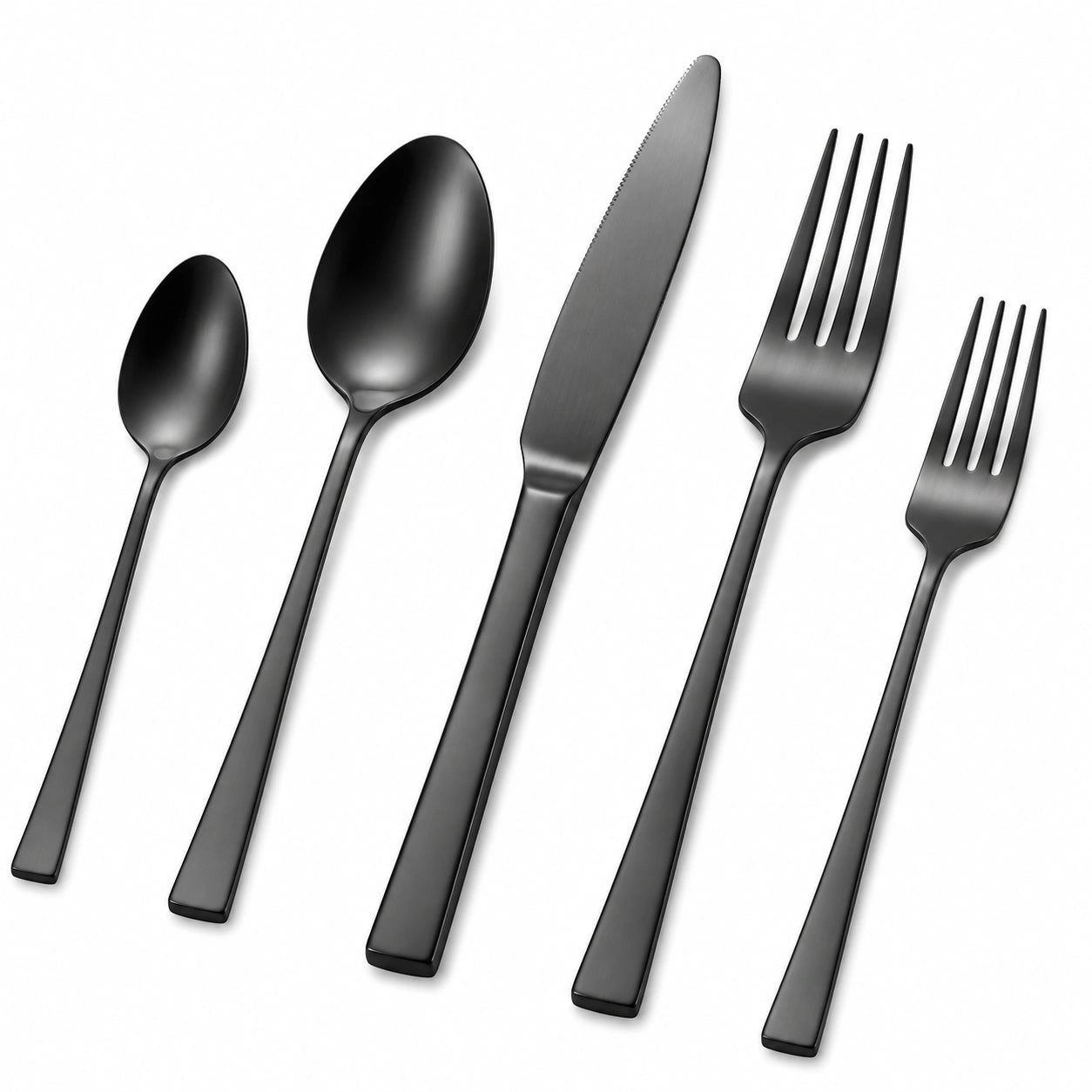 5-teiliges Besteckset in Schwarz Matt