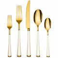 Luxuriöses 5-teiliges Besteckset in Gold und Weiß