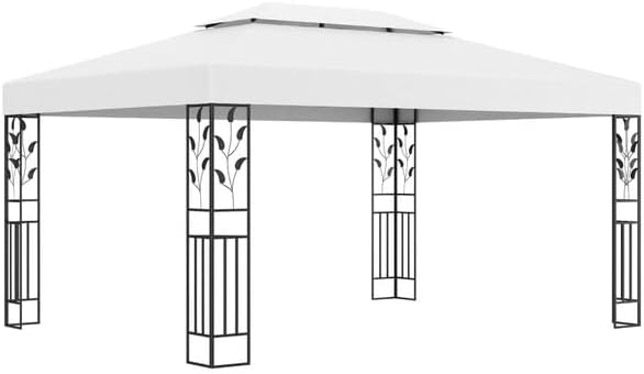 Pavillon mit Doppeldach Gartenpavillon für Garten Terrassen 3 × 4 m Weiß, Stauraum