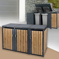 ML-Design Mülltonnenbox 3er 240L, 200 × 80 × 116,3 cm Anthrazit-Holzoptik, Stauraum, Mülltonnenverkleidung für 3 Mülltonnen, Müllbox wetterfest