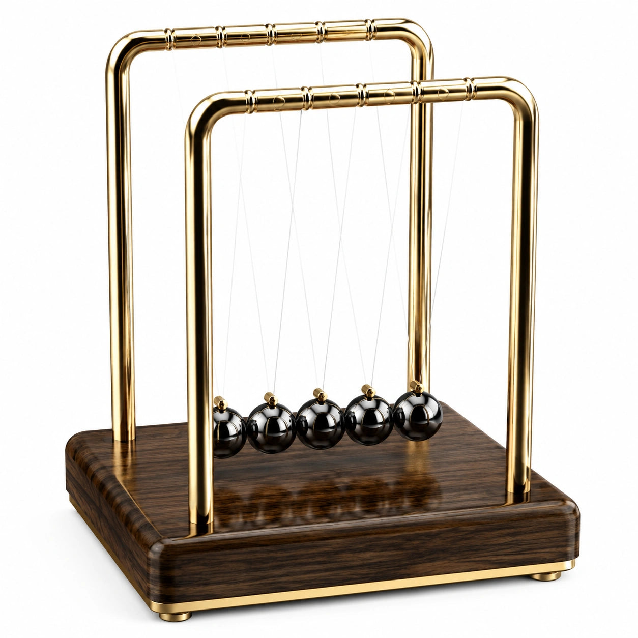 Newton Pendel mit 6 Kugeln in Gold und Schwarz