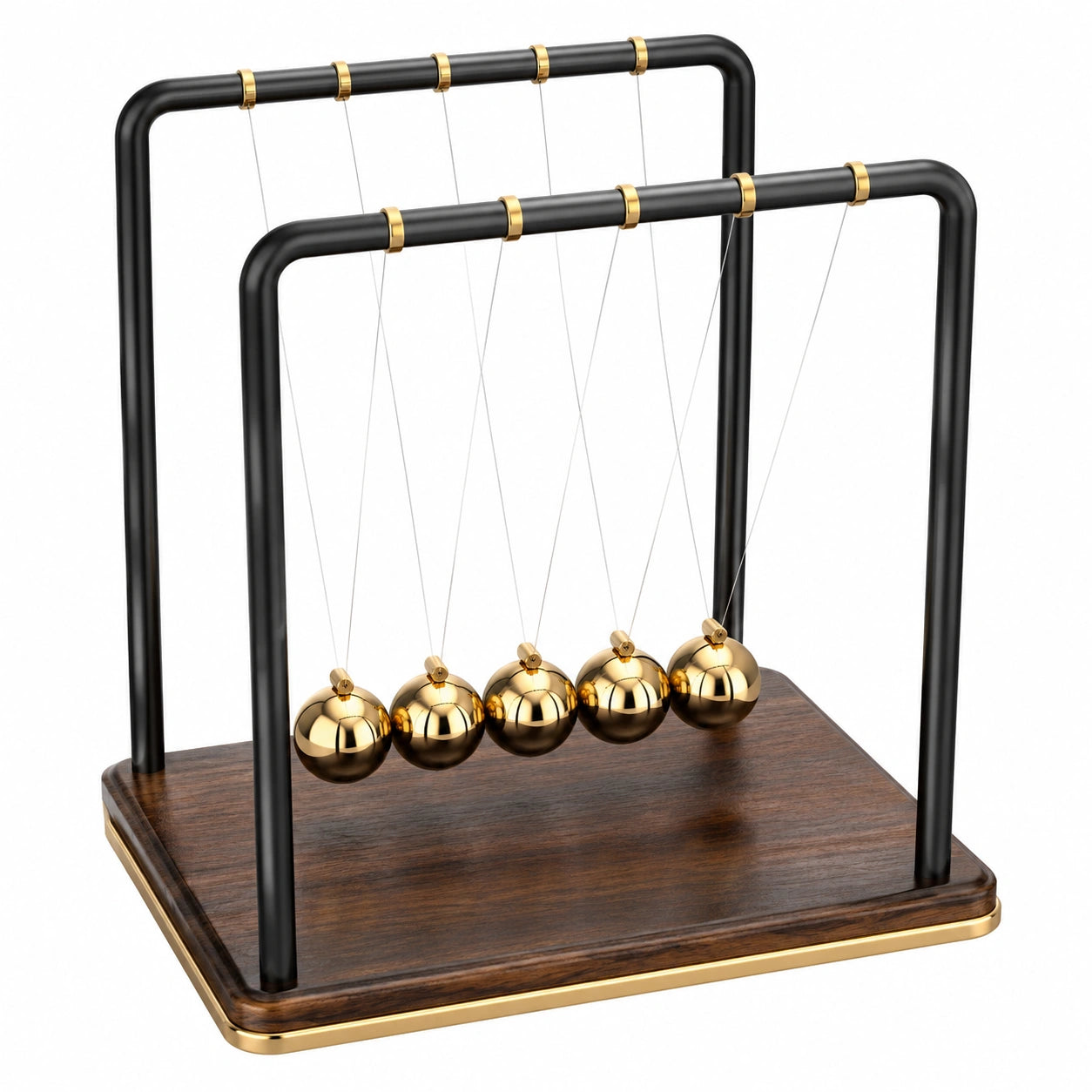 Newton Pendel Schwarz Gold mit 6 Kugeln