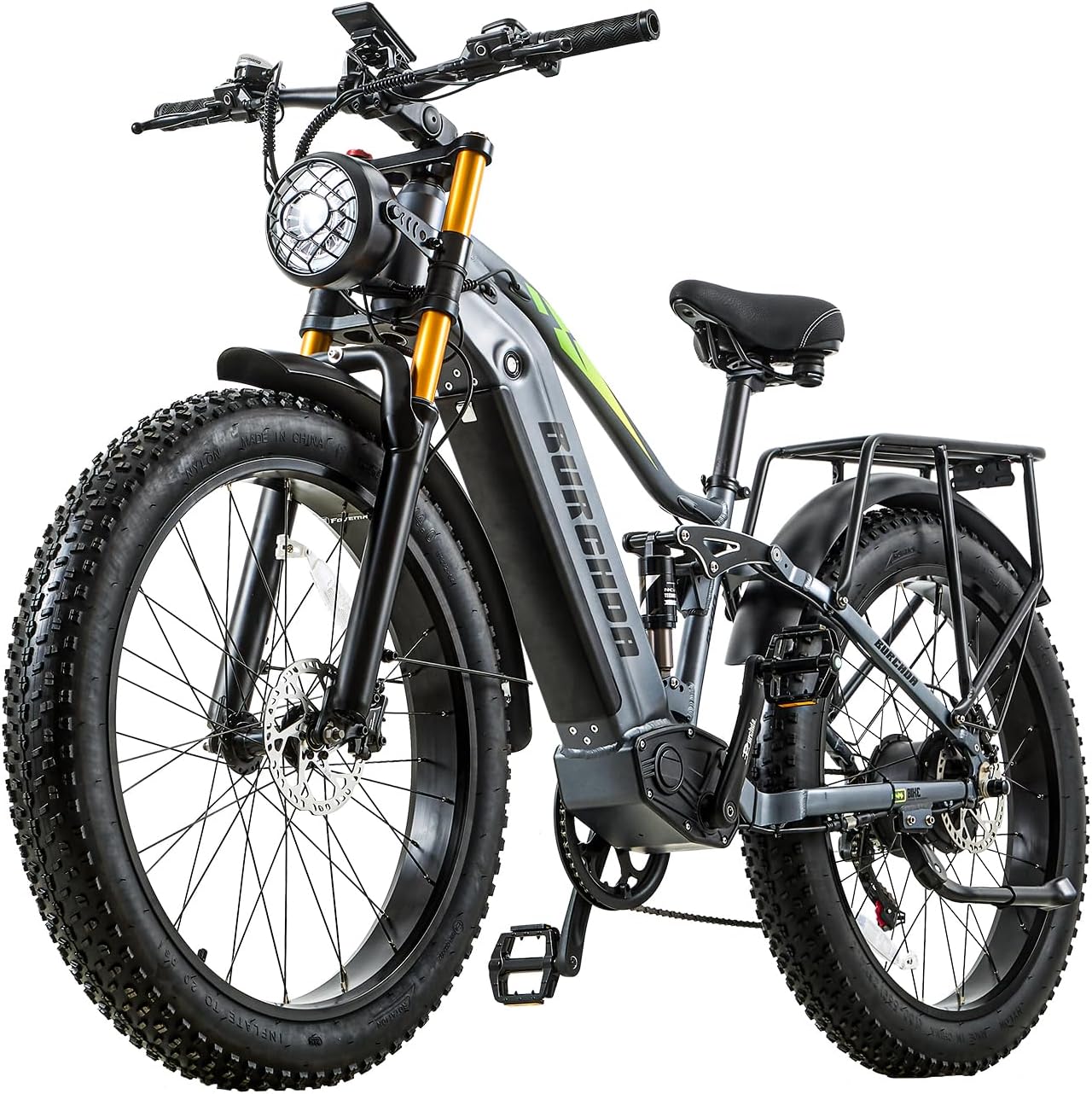 Doppelter Motor 190/95 N. m E Bike elektrofahrräder Herren Fahrrad, 250 W, LCD-Display Vollfederung E fahrrad, RX80, LED-Beleuchtung