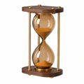 Dekorative Sanduhr mit Holz und Metall - Walnuss/Gold