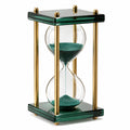 Sanduhr Uhr mit Grünem Sand und Goldenen Stützen