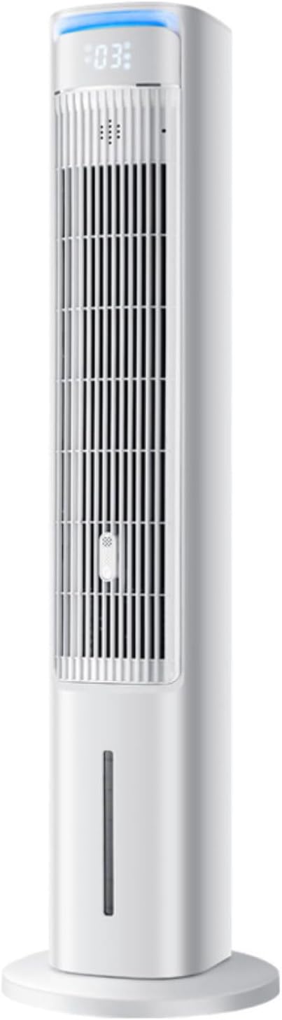 Leiser Turm-Klimagerät, Abnehmbarer 5-Liter-Tank, 12-Stunden-Timer und Aromafunktion. Tragbare Klimaanlage, Fernbedienung, Oszillation, Display