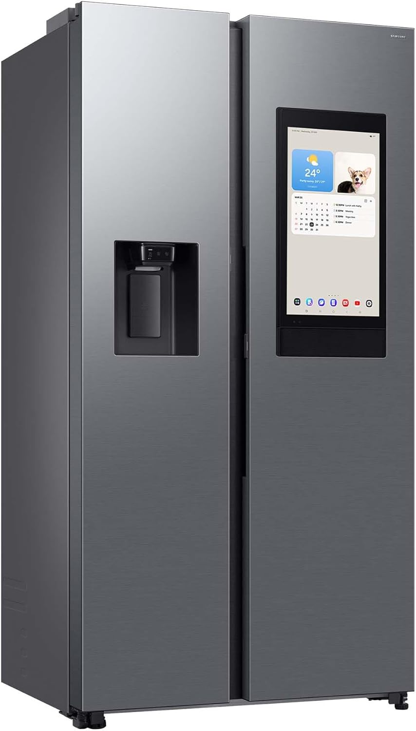 Samsung RS90F67BETEF Side-by-Side, 178 cm, 614 l, App-Steuerung, Inverter, Display, Edelstahl Look, AI Kühlschrank mit Gefrierfach, Wasserspender