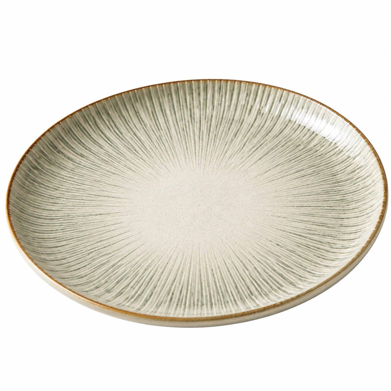 Runder Keramikteller mit Reliefdesign 28cm Grün