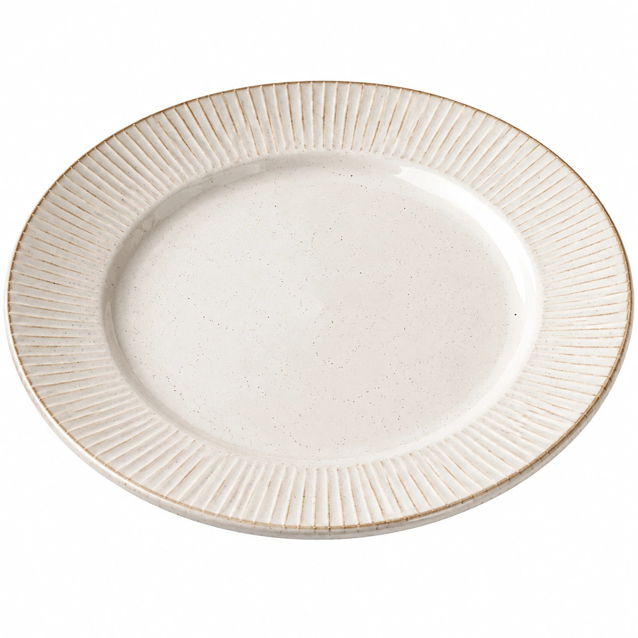 Runder Keramikteller geriffelt Beige 27 cm