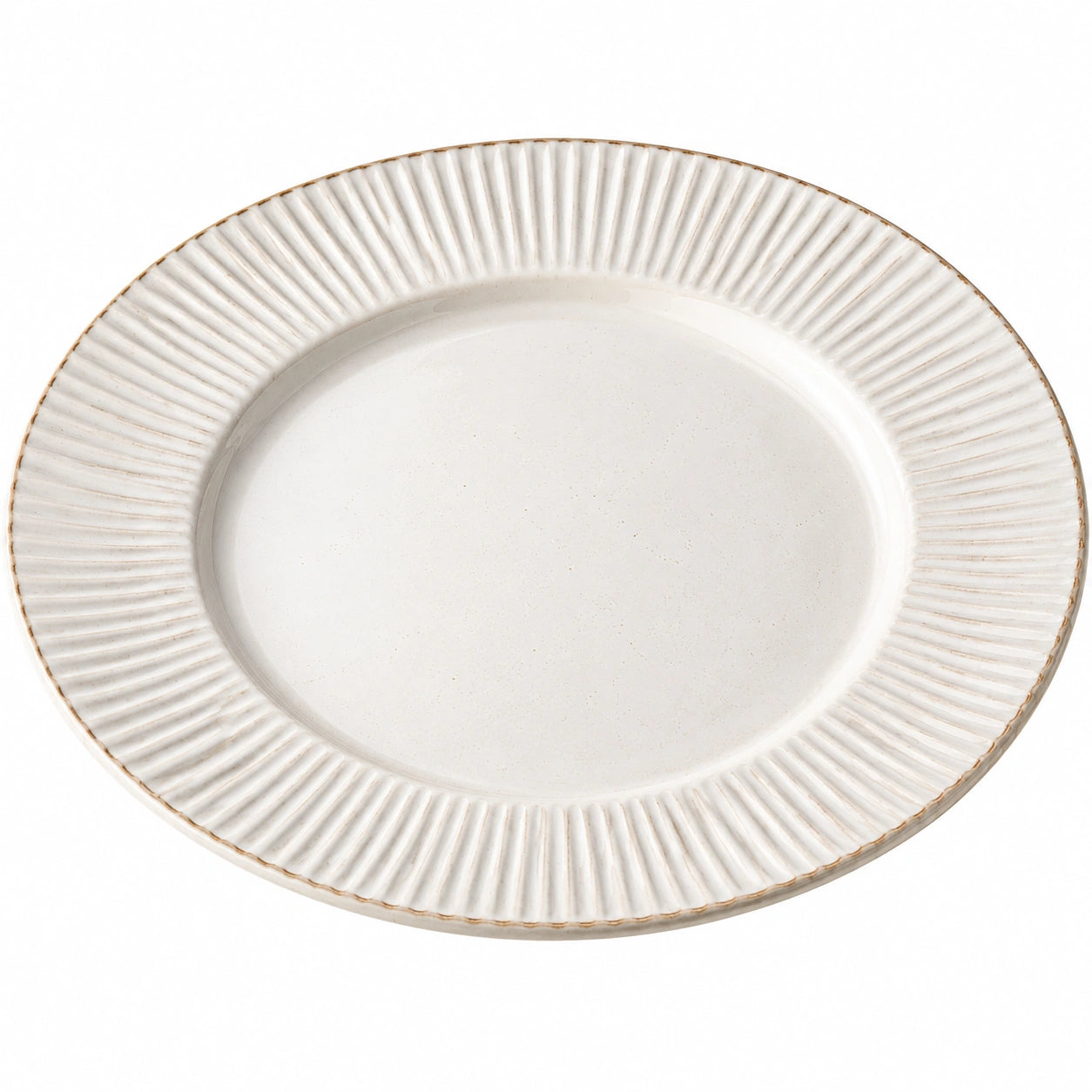 Runder Keramikteller mit Rillen 28 cm Beige