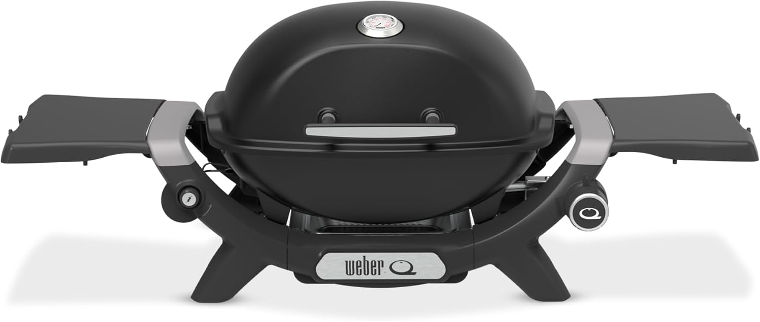 Weber Q 1200N Gasgrill mit Seitentischen, 1290 cm² Grillfläche, 2,93 kW, Platz für bis zu neun Burger gleichzeitig