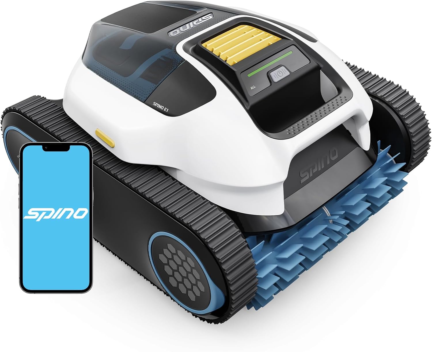 Spino E1 Poolroboter Akku Kabelloser, App-Steuerung, 5 Reinigungsmodi, Max 21950 LPH, 210 Min Laufzeit, SmartArc Routenplan (Spino E1 Neues)