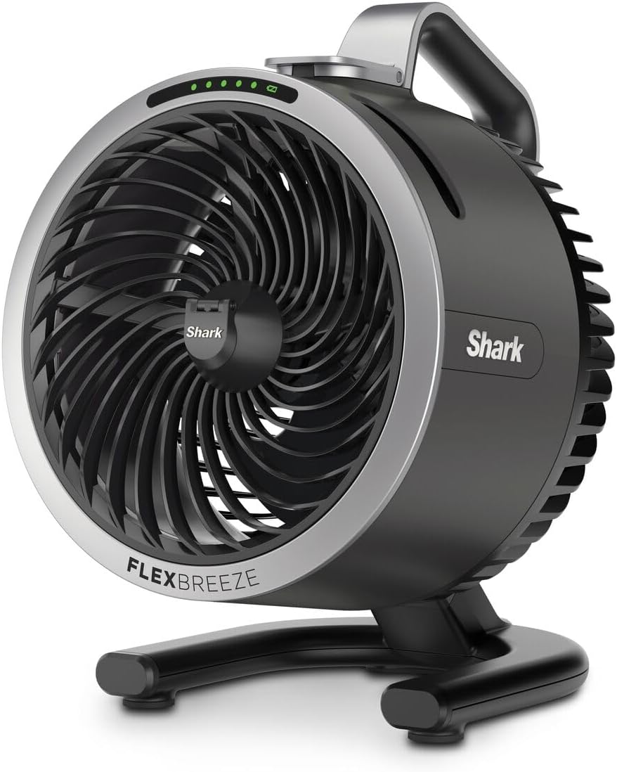 Shark FlexBreeze HydroGo Ventilator, Anthrazit FA050EU, Kühlung im Innen- und Außenbereich, 5 Geschwindigkeiten