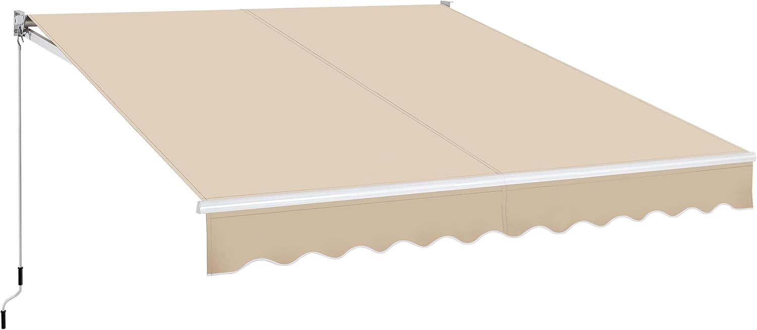 Yaheetech Einziehbare Markise, Gelenkarmmarkise mit Handkurbel 300 × 250 cm, Sonnenmarkise Winkel Längeinstellung(5-35 ), wetterbeständig
