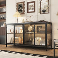Caldion Modernes Glasvitrine mit LED-Beleuchtung Schrank, 140 × 40 × 75 cm, LED-Beleuchtung, Stauraum, Glasschrank mit 3-Farbiger Beleuchtung