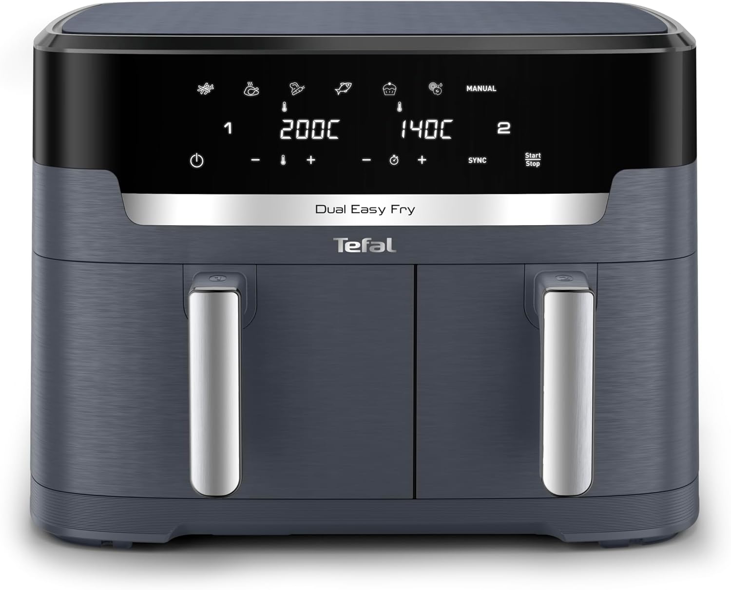 Tefal Dual Easy Fry XXL Heißluftfritteuse 11 L, 2700 W, digitales Display, App-Steuerung, Stauraum, Airfryer mit 2 Kammern (Doppelkammer)