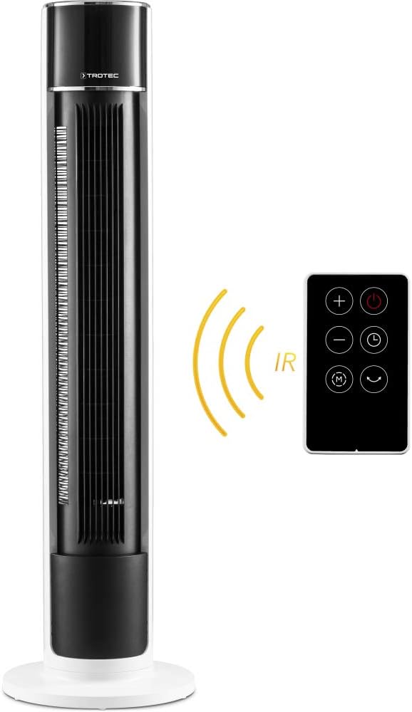 TROTEC Design-Turmventilator, automatische Oszillation von 60, LED-Display, Fernbedienung, 6 Geschwindigkeitsstufen, 45 Watt, Abschaltfunktion