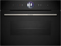 Bosch CSG7361B1 Backofen, 60 × 45 cm, 1 L Wassertank, Farb-Display, App-Steuerung, Smarter Serie 8 Einbau-Kompaktdampfbackofen, 4D Heißluft