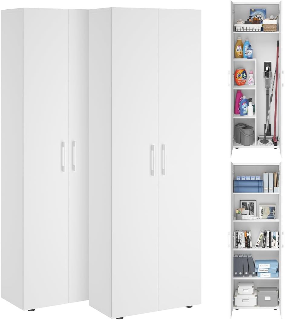 Bellamio Mehrzweckschrank Set 2-teilig - Schrank, Haushaltsschrank Holz 60 cm breit, Stauraum, Allzweckschrank 2 Stück