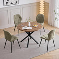 Esstisch und Stuhlset, 100 cm Runder Esstisch und 4 Moderne Leinenstühle