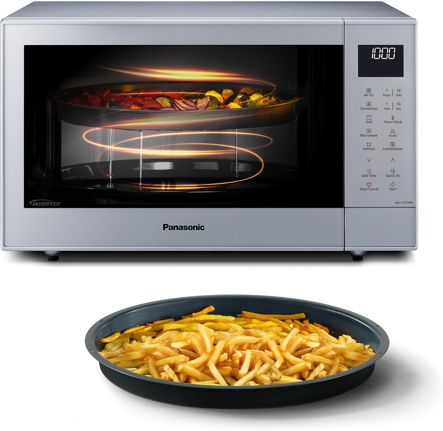 Panasonic NN-CT57RMEPG 27L 4-in-1 Kombimikrowelle mit Airfryer, 1000 W Inverter, 19 Automatikprogramme