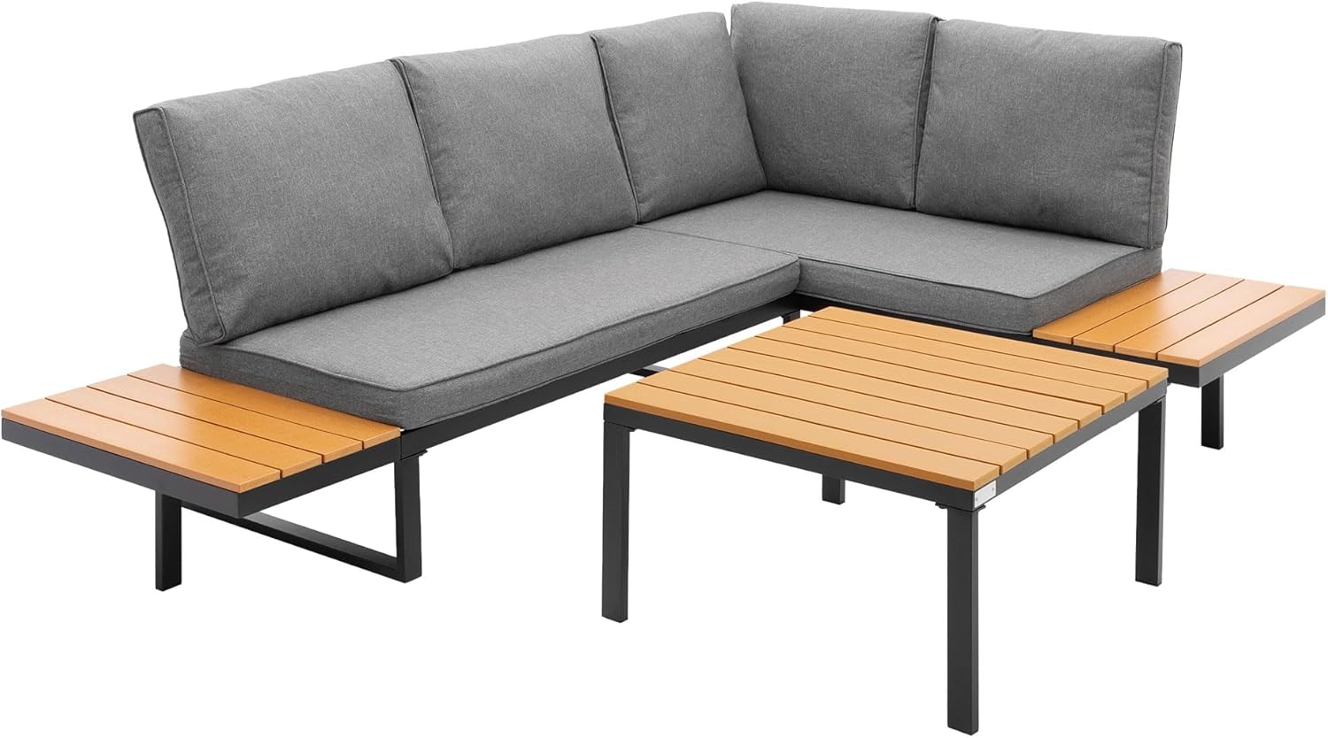 ML-Design Gartenmöbel, Balkonmöbel Grau-Holzoptik, Ecksofa wetterfest, wetterbeständig