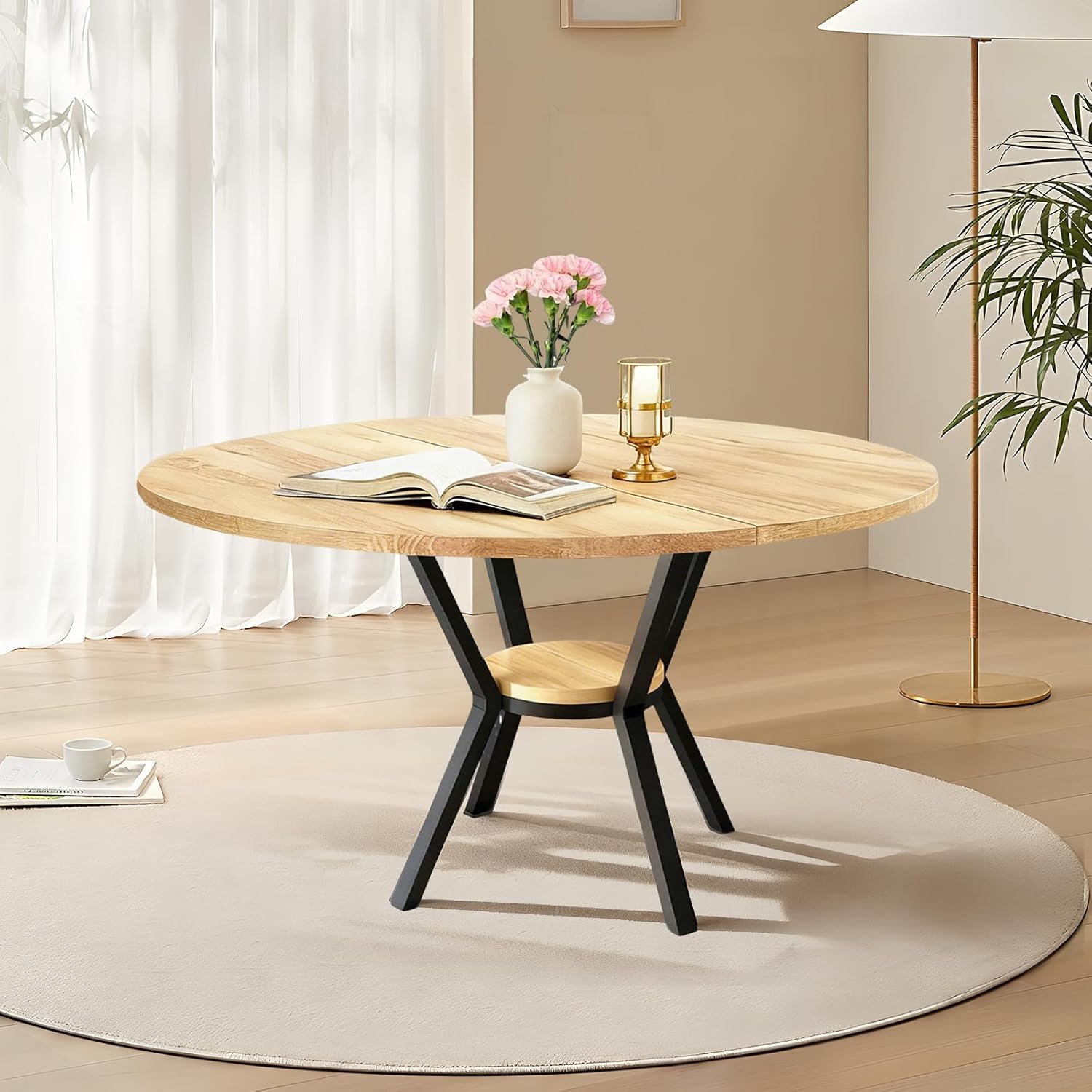 TWSOUL Esstisch, 80 × 75 cm, 20 cm Durchmesser, Stauraum, Küchentisch Klein aus Holz