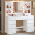 VASAGLE Kailyn Kollektion Tisch, Schminktisch mit Spiegel und LED-Leuchten, LED-Beleuchtung, Stauraum, 9 Schubladen, 9 dimmbare Glühbirnen