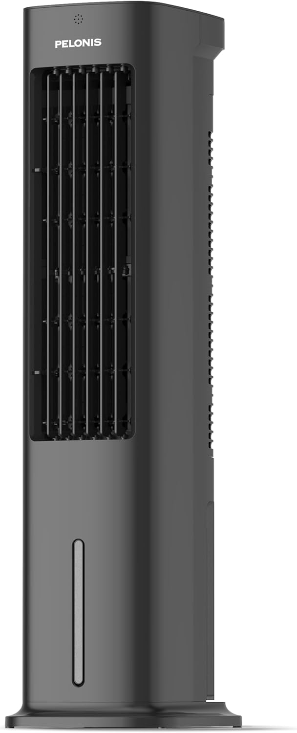 PELONIS 5L Verdunstungskühler, 5 L, Luftbefeuchter & Automatische Oszillation, 3 Stufen Timer 7H, Fernbedienung, 3-in-1 Tragbarer Luftkühler, Filter
