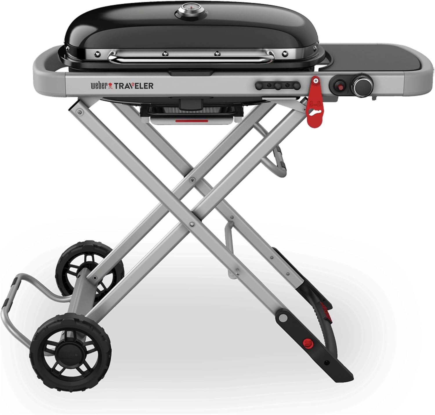 Weber Traveler Gasgrill/Klappbarer tragbarer Gasgrill mit Rädern, 111 cm Breite, 2065 cm² Grillfläche, 3,8 kW, 1 Brenner