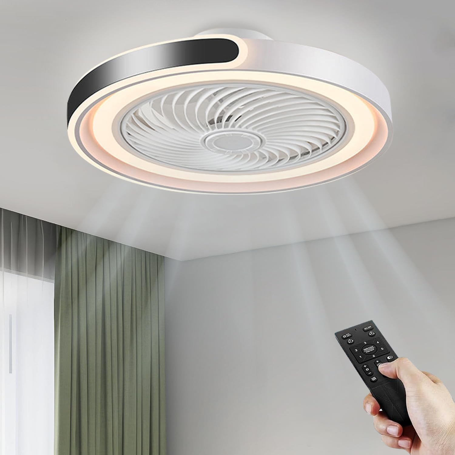 Deckenventilator, 30 dB, Timer, Fernbedienung, App-Steuerung, LED-Beleuchtung, 6 Geschwindigkeiten, Vor- und Rücklauf, dimmbares Licht
