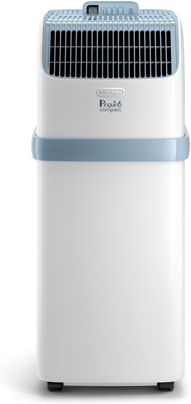 De'Longhi Pinguino - Mobiles Klimagerät, 8300 BTU, 8.300 BTU, 2,1 kW, Fernbedienung, 24h-Timer, Display, Luftentfeuchter & Ventilator
