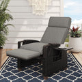 Grand patio Relaxliege Liegesessel mit Sitzkissen Armlehnensessel Verstellbare Rüc, Dunkelgrau -Dunkel Grau Sitzkissen & Braun Rattan, verstellbar