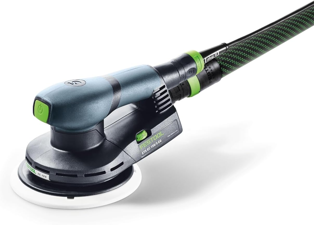 Festool Exzenterschleifer ETS EC 150/5 EQ-Plus (mit Schleifteller Ø Tisch, Auswechselbarer Schleifteller Ø 150, Anschluss Staubabsaugung Ø 27 mm