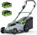 ETOOLAB Akku-Rasenmäher, 43 cm Schnittbreite, bis 500 m², 50L Fangkorb, 6 Schnitthöhen, 25-75 mm Schnitthöhe, 2 × 4,0 Ah Akkus+Ladegerät, 1200 Watt