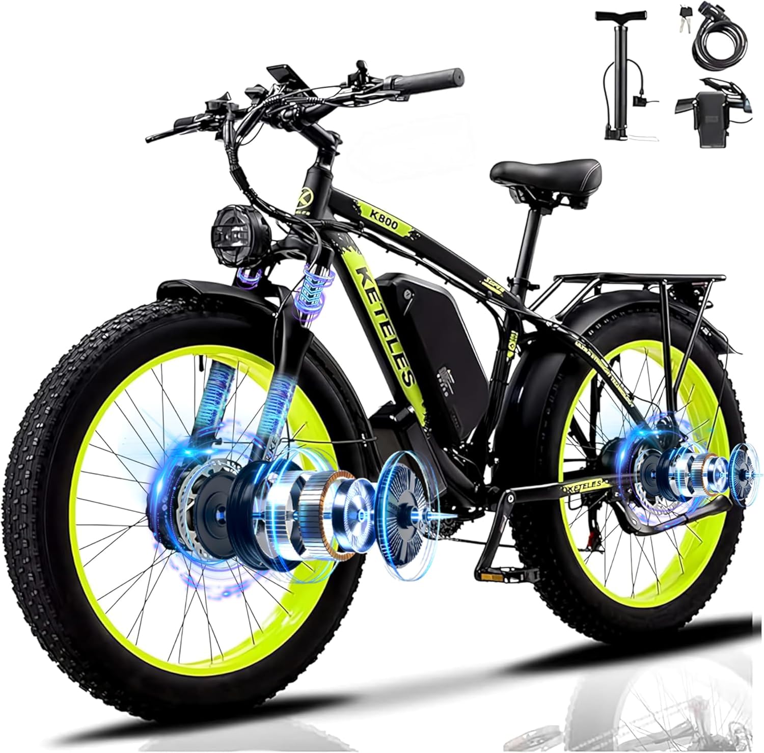 E Bike Fahrrad, 250 W E-Bike 120KM Range 21-Gang-Getriebe Hydraulische Scheibenbremsen, 48V 23Ah Akku Elektrofahrrad Ebike mit Telefonhalter