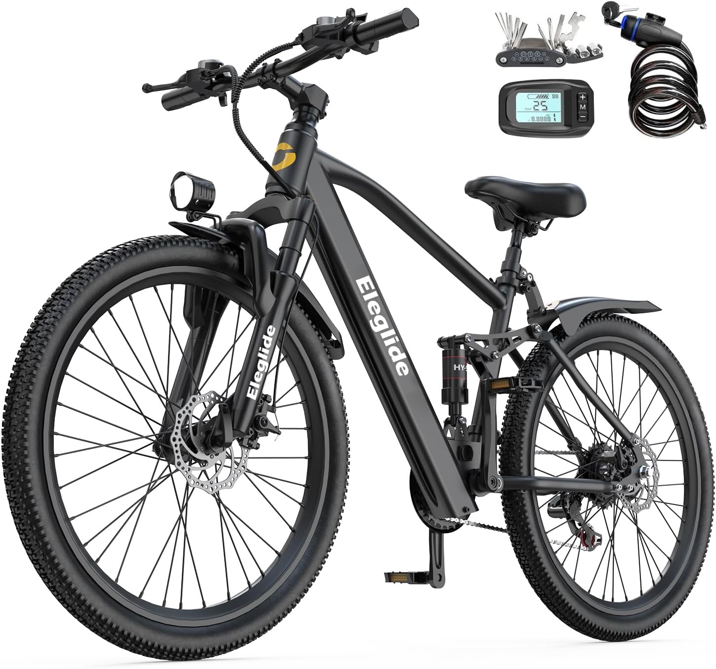 Eleglide 26'' Elektrofahrrad, Erwachsene Herren Damen Ebike mit LCD Display, E-Bike 21-Gang, Höchstgeschwindigkeit 25km/h
