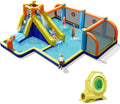 COSTWAY Aufblasbare Hüpfburg mit Gebläse Pool, Spielpool 500 × 465 × 200 cm