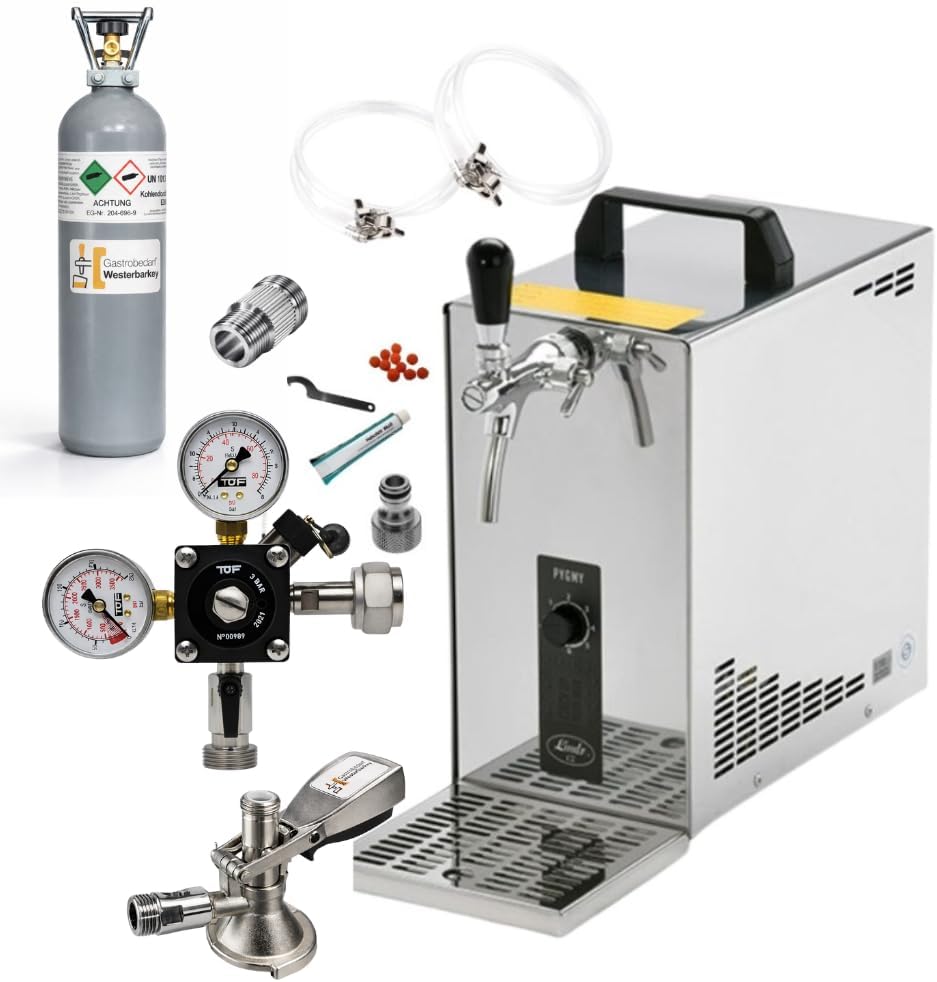 Zapfanlage Trockenkühler 30l/h Komplettset 2 kg Co², Co² Flasche 2 kg gefüllt / Tüv, Trockenkühlgerät von Lindr 30l/h